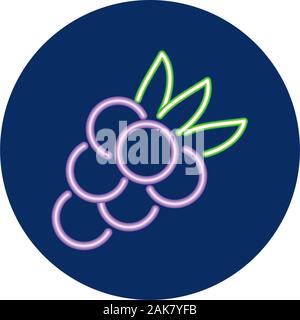 Fruits frais raisins neon light Illustration de Vecteur