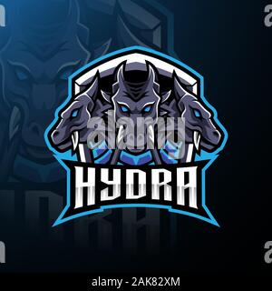 Hydra esport mascot logo design Illustration de Vecteur