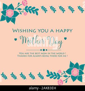 Décoration de feuille et floral frame, pour happy mother day Greeting card moderne design. Vector Illustration de Vecteur