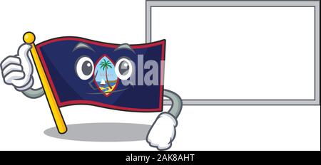 Thumbs up de Guam drapeau design dessin animé avec bord Illustration de Vecteur