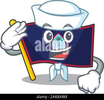 Une mascotte description du drapeau guam Sailor wearing hat Illustration de Vecteur