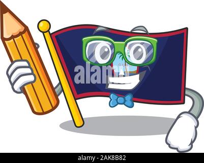 Une photo de drapeau étudiant caractère guam holding pencil Illustration de Vecteur