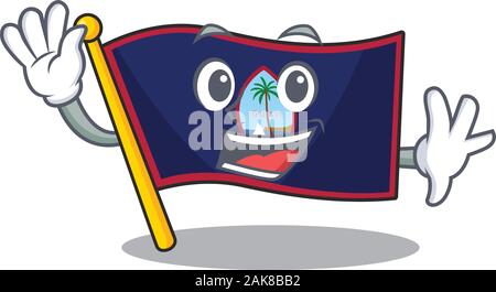 En agitant le drapeau guam sympathique personnage de design Illustration de Vecteur