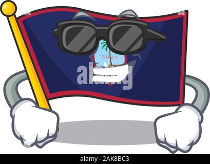 Super caractère guam drapeau portant des lunettes noires Illustration de Vecteur