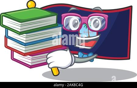Cool et intelligent guam drapeau étudiant mascot cartoon avec réserve Illustration de Vecteur