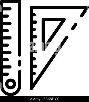 L'icône triangulaire règle style du contour, Illustration de Vecteur