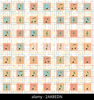 Notes de musique sur un arrière-plan géométrique avec des segments de ligne. Art numérique. Banque D'Images