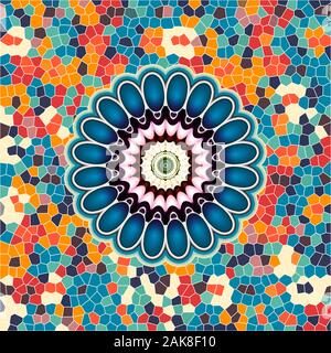 Numérique couleur fleur et mosaïque. Art numérique. Banque D'Images