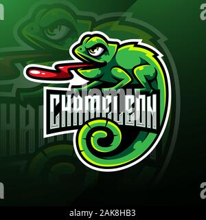 Chameleon esport mascot logo design Illustration de Vecteur