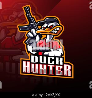 Duck hunter esport mascot logo design Illustration de Vecteur