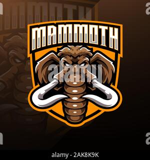 Tête de mammouth esport mascot logo design Illustration de Vecteur