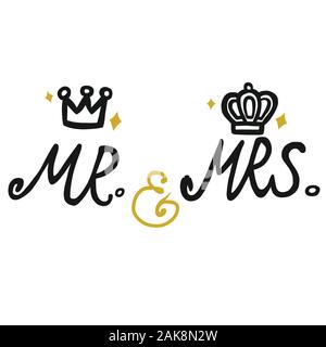 M. et Mme avec illustration vectorielle d'icône de couronne Illustration de Vecteur