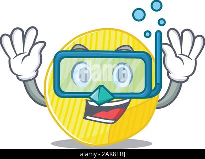 Personnage de croustilles portant des lunettes de plongée Illustration de Vecteur