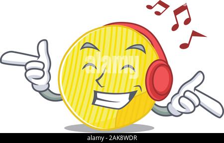 La musique d'écoute les croustilles mascot cartoon character design Illustration de Vecteur