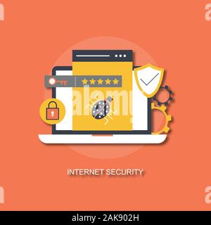 Sécurité réseau vecteurs Page d'atterrissage. Bannière de la protection des données avec télévision numérique et caractères Personnes Modèle de site Web sécurisé de données Banque D'Images