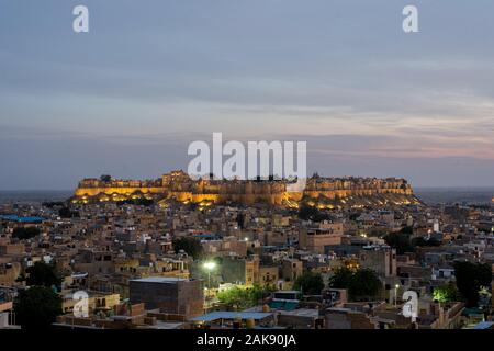 Fort de Jaisalmer Coucher du Soleil Banque D'Images