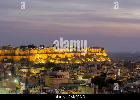 Fort de Jaisalmer Coucher du Soleil Banque D'Images