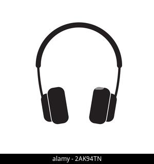 L'icône casque silhouette noir sur blanc fond isolé. Image vectorielle Illustration de Vecteur