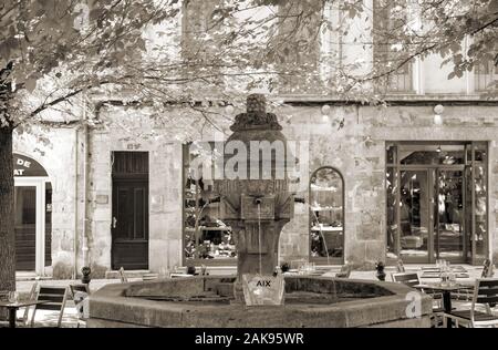 La fontaine des 3 Ormeaux, Aix-en-Provence, Provence-Alpes-Côte d'Azur, France. Banque D'Images