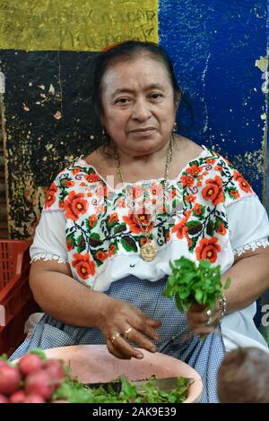 Food Vendor, Lucas Galvez Marché, Merida, Mexique Banque D'Images