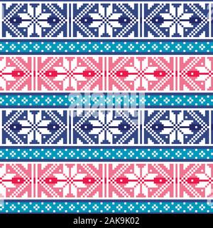 Fair Isle traditionnel style knitwear seamless vector pattern dans l'Ecosse, tricotés avec des flocons de conception répétitives Illustration de Vecteur