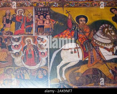 St George. L'intérieur de l'Église Debre Berhan Selassie. L'Ethiopie Banque D'Images