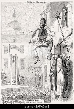 Caricature sur l'exécution de Louis XVI, l'apogée de la gloire française, James Gillray, 1793 Banque D'Images