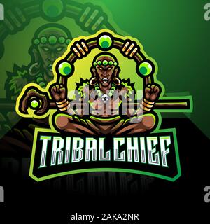 Esport chef tribal logo mascotte Illustration de Vecteur