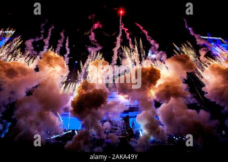 Odense, Danemark. Juin 27th, 2019. L'American DJ duo Le Chainsmokers effectue un spectacle en direct au cours de la Danish music festival poudrière 2019 à Odense. (Photo crédit : Lasse Lagoni Gonzales - Photo). Banque D'Images