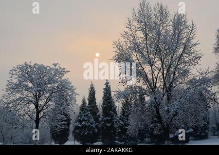 Beijing, Beijing, Chine. 8 janvier, 2020. Beijing, Chine, 7 janvier 2020 à Beijing, la première neige, de 2020, la neige dans une communauté et Orson parc.(usage éditorial uniquement. Chine OUT)J Crédit : SIPA Asie/ZUMA/Alamy Fil Live News Banque D'Images