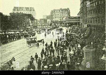 Un accueil géographie de la ville de New York . Bowling Green 80 ACCUEIL GEOGEAPHY DE NEW YORK CITY Park, et entre dans la ville de Yonkers ligne frontière. Le Bowerypractically commence au pont de Brooklyn sous le nom de ParkRow. Il prend un cours de diagonale légèrement et se termine à Coopersquare ; là, il se joint à l'avenue 3d. Les deux Bowerywere Broadway et des routes de poste à l'époque coloniale. Le Bowery et 3d avenue étaient le Boston post 4il filfim !. TAitK Cuowjj IX Comment road, et le Broadwaywas postroad Albany. Des étrangers notre theirway comingto ville trouver facilement à Manhat-tan, mais pas aussi readilyin Brooklyn. Pourquoi ?Fulton stre Banque D'Images