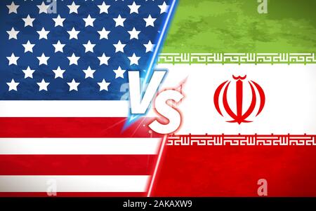 USA contre l'IRAN, concept illustration avec les drapeaux des pays Illustration de Vecteur