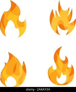 Logo feu flamme icon set, symboles vectoriels. Images Illustrations Illustration de Vecteur