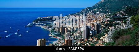 Vue aérienne de la ville côtière de Monte Carlo, Monaco Banque D'Images