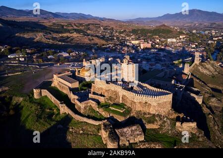 La Géorgie, Caucase, Samtskhé-Djavakhétie, Akhaltsikhe, Rabati château à partir de 9e siècle, vue aérienne Banque D'Images