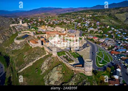 La Géorgie, Caucase, Samtskhé-Djavakhétie, Akhaltsikhe, Rabati château à partir de 9e siècle, vue aérienne Banque D'Images