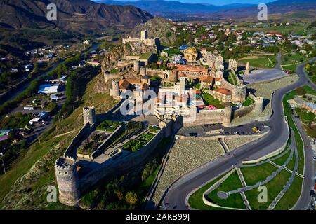 La Géorgie, Caucase, Samtskhé-Djavakhétie, Akhaltsikhe, Rabati château à partir de 9e siècle, vue aérienne Banque D'Images