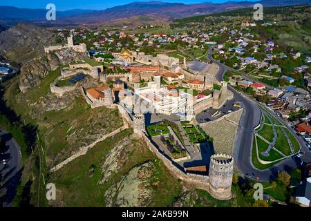 La Géorgie, Caucase, Samtskhé-Djavakhétie, Akhaltsikhe, Rabati château à partir de 9e siècle, vue aérienne Banque D'Images