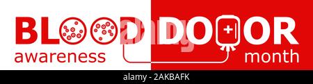 Le Mois de sensibilisation au don de sang est célébrée en janvier aux USA. Concept d'action humanitaire vecteur dans télévision style. Bannière médicale avec le plasma sanguin, conteneur Illustration de Vecteur