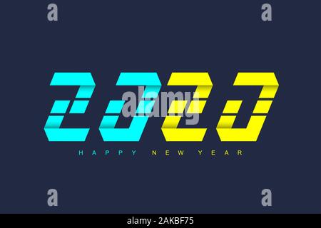 Joyeux Noël et Bonne Année 2020 carte de vœux. Modèle futuriste moderne pour 2020. Bonne année 2020 avec le drapeau de l'Ukraine. Business Illustration de Vecteur