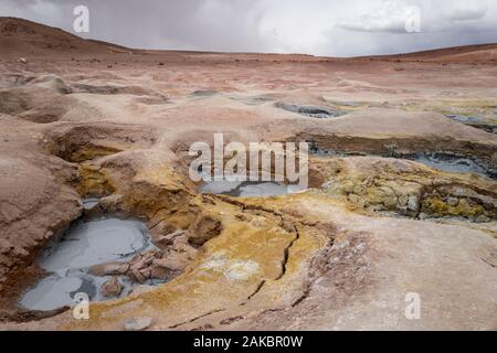 Zone géothermique du sol de Mañana à Potosi, en Bolivie Banque D'Images