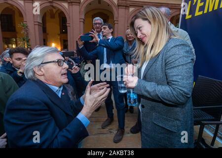 Ferrara, Italie. 05Th Jan, 2020. Ferrara, Italie Le 8 janvier 2020. Giorgia Meloni président du parti italien "Fratelli d'Italia" (Frères de l'Italie) prend un speach à Ferrare. Credit : Filippo Rubin/Alamy Live News Banque D'Images