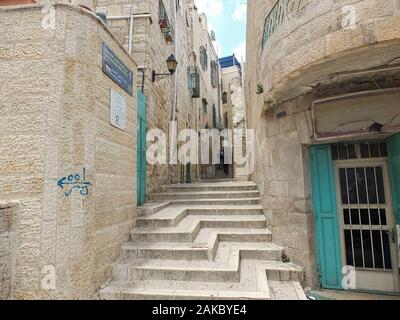 Jérusalem, Israël - 21 juin 2015 : Rue de la vieille ville de Jérusalem en Israël Banque D'Images