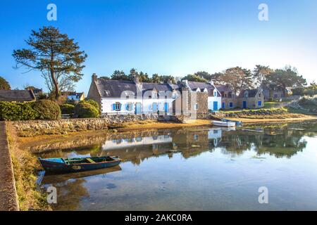 France, Morbihan, Plouhinec, Ria d'Etel, des bateaux sur le port de l'vieux passage Banque D'Images