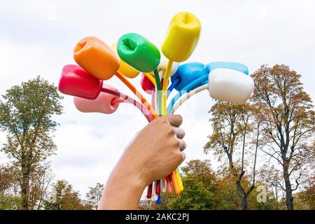 France, Paris, bouquet de tulipes par Jeff Koons, des bouquets de tulipes Banque D'Images