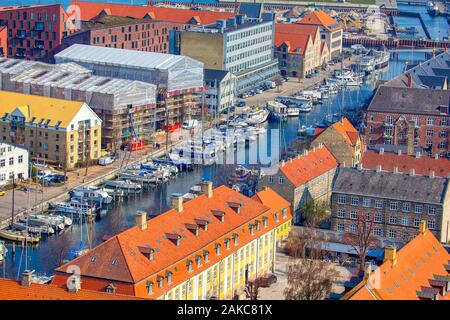 Vue aérienne sur le port de Copenhague Banque D'Images