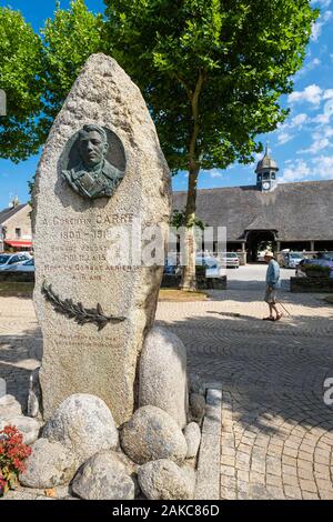 France, Morbihan, Le Faouet, Mémorial à Corentin Carré (1900-1918), le plus jeune soldat de la Première Guerre mondiale Banque D'Images