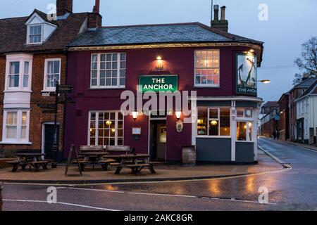 Woodbridge, Suffolk, UK Le 01 novembre 2019 ; l'Ancre pub dans la ville de Woodbridge, Suffolk Banque D'Images