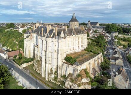 En France, en Eure-et-Loir (28), le château de Châteaudun (vue aérienne) Banque D'Images