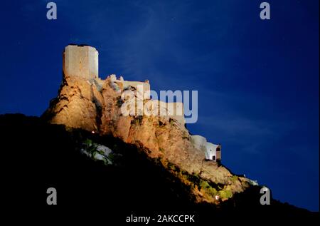 La France, l'Aude (11), le château cathare de Quéribus Banque D'Images